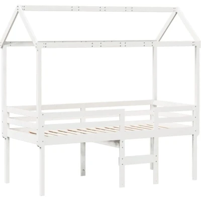 Image of vidaXL High Sleeper Bed without Mattress White 90x200 cm Solid Wood Pine
