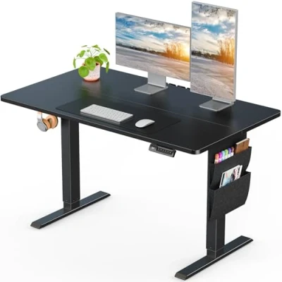 Image of ErGear Standing Desk 100x60cm,Height Adjustable Electric Supports Up to 80KG with Storage Bag,Sit Stand Backpack Hook and Memory Smart Pannel for Home Office