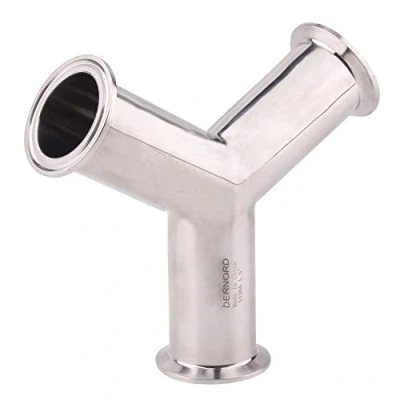 Image of DERNORD Tri Clamp Wye End True Y Type Cross Tee Tube Stainless Steel 304 Three Way Elbow 1.5 Inch Pipe OD