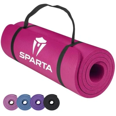 Image of NBR Yoga Mat Exercise Fitness foam Extra Thick Non Slip Large Padded High Density for Pilates gymnastics stretching Workout with Free Carry Strap. (Pink)