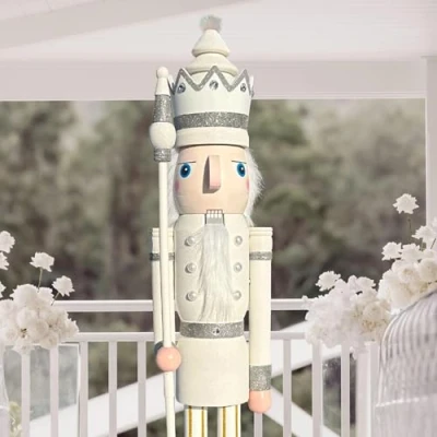 Image of CDL 120cm 48&quot; 4Ft Tall Life Size Large/Giant Red Christmas Wooden Nutcracker King Ornament On Stand Holds Golden Scepter For Indoor Outdoor Xmas/Event/Ceremonies/Commercial Decoration K30