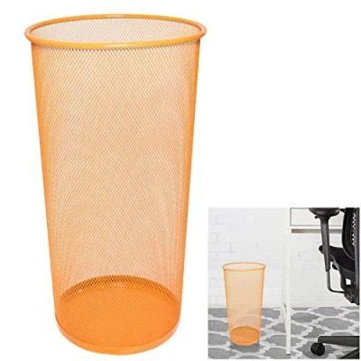 Image of ARA CHOICE Colorful Large Metal Waste Paper Rubbish Mesh Bin Dustbin Office Bedroom Desk Litter and easy to use Recycling for Home Multi Colour (Orange)