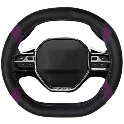 Image of Mayco Bell Microfiber Leather Steering Wheel Cover for Peugeot 208, Black Purple