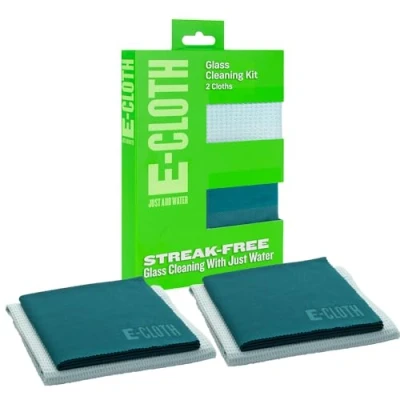 Image of E Cloth Window Cleaning and Glass Microfiber Towel Kit for Windows, Streak Free Windows with just Water, Car Windshield, Mirrors Winter Green 2pack