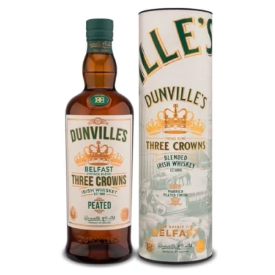 Image of Dunvilles Three Crowns Peated Irish Whiskey, 70cl ABV 43.5%
