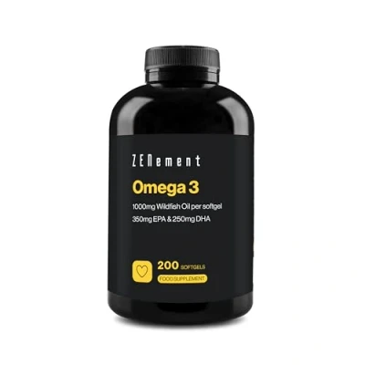 Image of Omega 3 Fish Oil 2000mg, 700mg EPA, 500mg DHA per Daily Serving 200 High Strength Capsules (3 Month Supply) Supports Normal Heart Function, Brain and Eye Health Contaminant Free Zenement