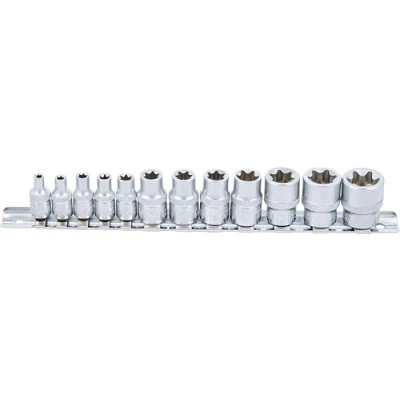 Image of BGS 2038 Socket Set, E Type 6.3 mm (1/4&quot;) / 10 (3/8&quot;) Drive E4 E20 12 pcs.