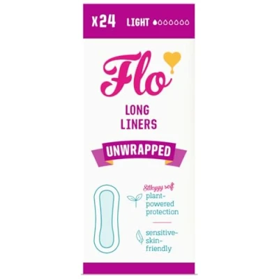 Image of Flo Bamboo Panty Liners Ultra thin, Breathable, Slim Unwrapped Long for Daily Freshness 24