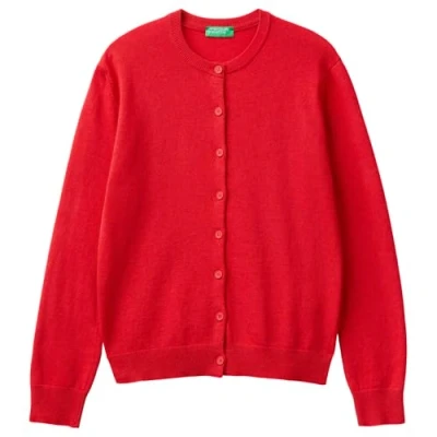 Image of United Colors of Benetton Women&#039;s Korean Jersey M/L 1035d5012 Cardigan Sweater, red, XS