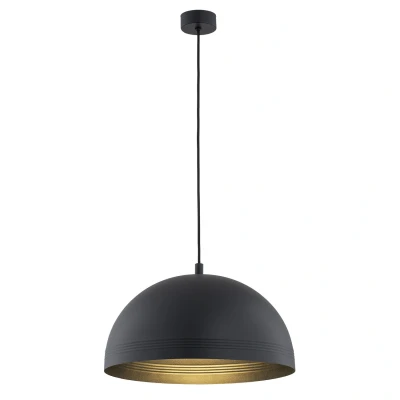 Image of Bonita Dome Pendant Ceiling Light Black, Gold Inside