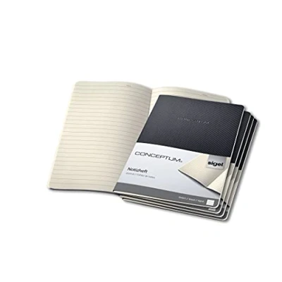 Image of SIGEL CO861 Pack of 5 Journals, approx. A4 (18.7 x 27 cm), lined, softcover, Black Conceptum