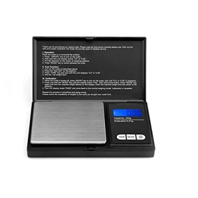 Image of Pocket Scale 0.01g to 500g Portable Digital Kitchen Weighing Scale, Mini High Precision for Gold, Jewellery, Food, Herb and Coffee with Back Lit LCD Display