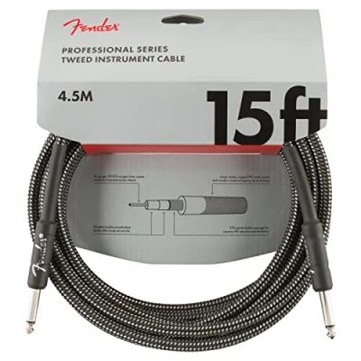Image of Fender Professional Series Instrument Cable 15 ft STR/STR Gray Tweed,4.5 Metre,990820065