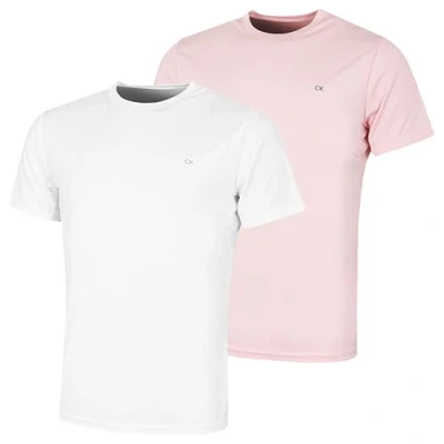 Image of Calvin Klein Mens 2 Pack Tech T Shirt White/Air Pink S