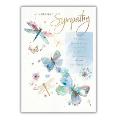 Image of with Deepest Sympathy Card 8.5 x 6 Inches Words and Wishes