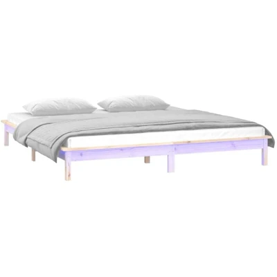 Image of vidaXL LED Bed Frame without Mattress 160x200 cm Solid Wood