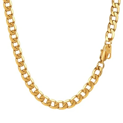 Image of PROSTEEL Gold Plated Necklace for Men Chain Women Choker 6MM Width 18Inch Long