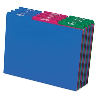 Image of Pendaflex Top Tab File Guides, Monthly, 1/3 Tab, Polypropylene, Letter Size, 12 per Set (40144)