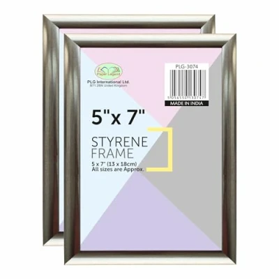 Image of (Pack of 2) 5x7&quot; Silver Photo Frame, Wall Mount or Table Top, Picture Freestanding and Mountable (Silver)