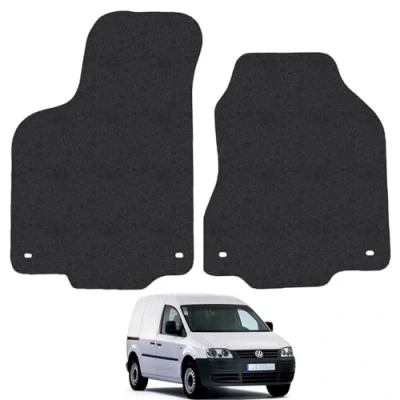 Image of Carpet Floor Mats for the VW Caddy (1996 2004) Custom Van Accessory Tailored fit, Granulated Anti Slip Layer &amp; Black Binding