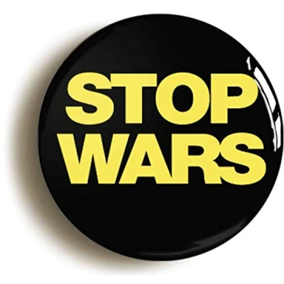 Image of Ozorath STOP WARS PEACE BADGE BUTTON PIN (Size is 1inch/25mm diameter)