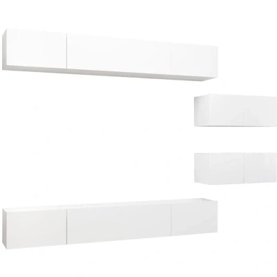 Image of vidaXL 6 Piece TV Cabinet Set White Engineered Wood