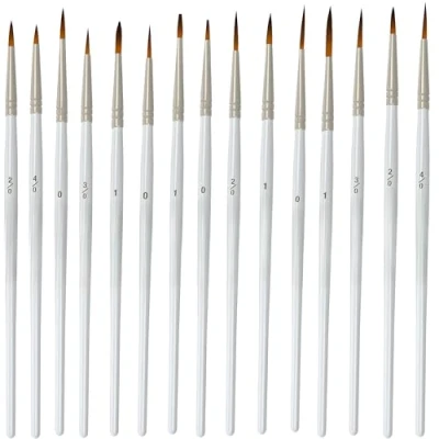 Image of Fine Detail Miniature Modelling Paint Brush Set of 15 Premium Golden Taklon Brushes for Miniatures War Gaming and Nail Art