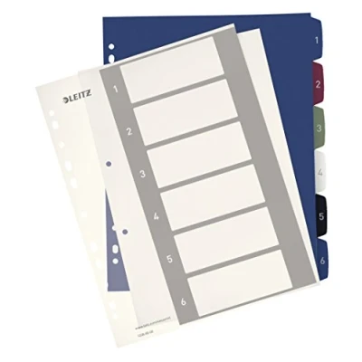 Image of Leitz 1 6 Index, A4, PC Printable, Heavy Duty Plastic, Extra Wide, 12360000
