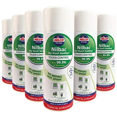 Image of Nilco Nilbac® Dry Touch Sanitiser Control Antibacterial Aerosol Spray, 400 ml