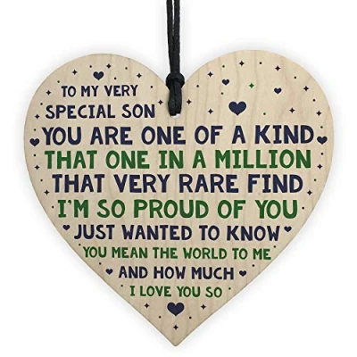 Image of RED OCEAN Son Gifts From Mum And Dad Wooden Heart Birthday Keepsake