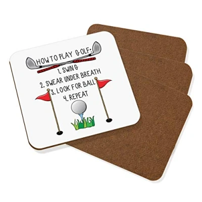Image of How to Play Golf Coaster Drinks Mat Set of 4