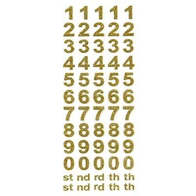 Image of 15mm Bold Gold Glitter Number Stickers Self Adhesive Birthday Card Embellishments