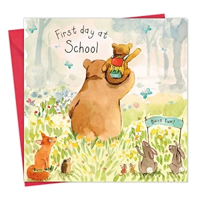 Image of Twizler First Day At School Card with Cute Bear Boys Girls Gifts New Good Luck Back to