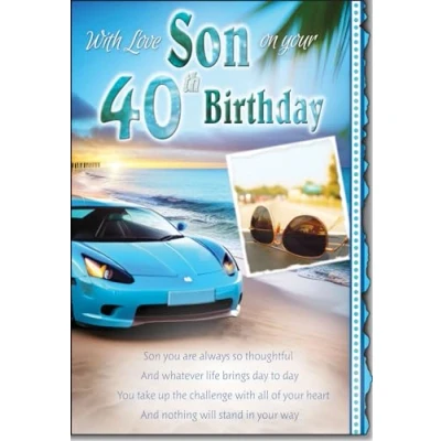 Image of With Love Son On Your 40th birthday Card lovely Verse