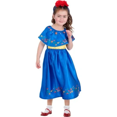 Image of Smiffys Artist Frida Costume, Kids with Dress &amp; Headband, Girls Fancy Dress, Child Up Costumes