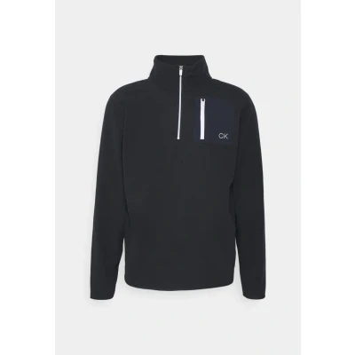 Image of Calvin Klein Mens Planet Fleece Half Zip Stretch Sweater Navy XL