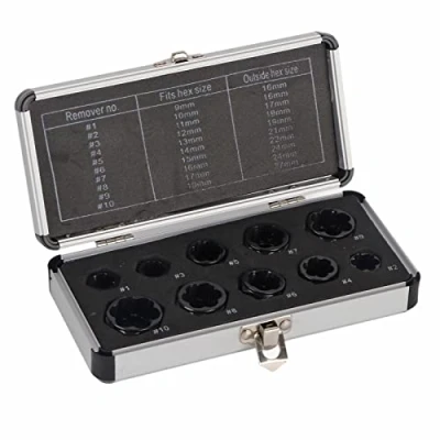 Image of 10pcs 9 19mm Damaged Nut Bolt Remover Stud Extractor Set Broken Removal Kit