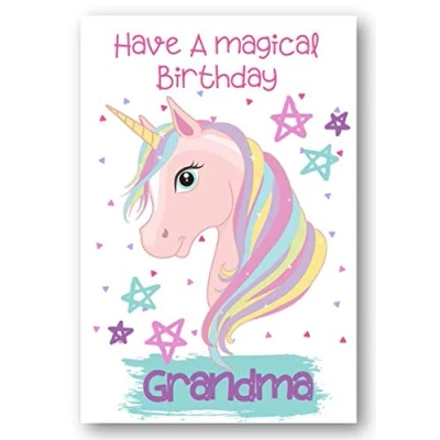 Image of Second Ave Grandma Children&#039;s Kids Magical Unicorn Birthday Card For Her Greetings