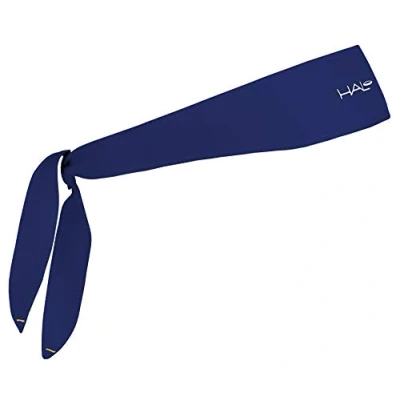 Image of Halo Headband I Custom Fit Tie Sweatband for Men and Women, No Slip With Moisture Wicking Dryline Fabric, Navy,One Size