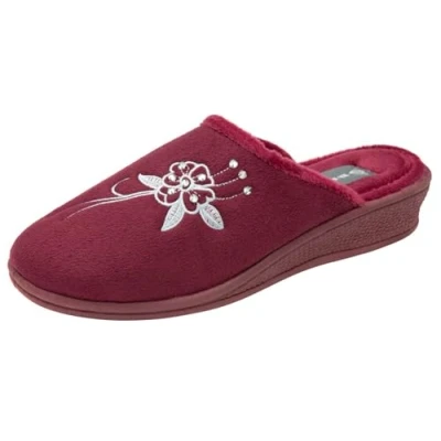 Image of DUNLOP Women&#039;s Ladies Pamela Memory Foam Backless Low Wedge Heel Mule Slipper in Navy Blue or Lilac Size 3,4,5,6,7,8 (Dusky Pink, UK Footwear System, Adult, Women, Numeric, Medium, 8)