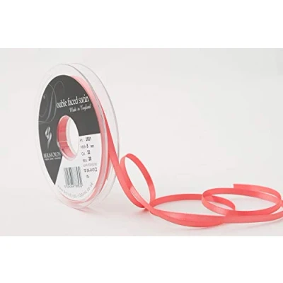 Image of Berisfords Double FACE Poly Satin Ribbon, Coral, 10x1x10 cm