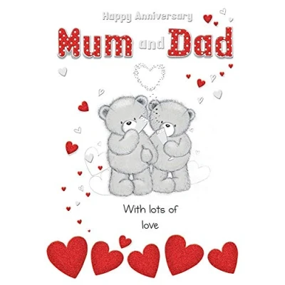 Image of Piccadilly Greetings Cute Annivesary Card Mum &amp; Dad 9 x 6 inches, Grey