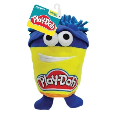 Image of Hasbro Play Doh Do Dog Toy, 7 Inch Plush Squeaker and Crinkle Yellow/Blue