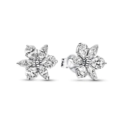 Image of Pandora Timeless Women&#039;s Sterling Silver Sparkling Herbarium Cluster Stud Earrings, No Box