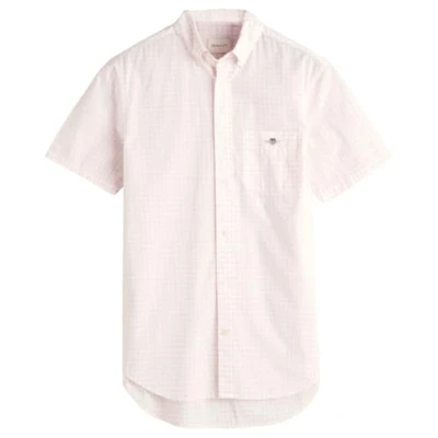 Image of GANT Mens Poplin Gingham Short Sleeve Shirt Light Pink L