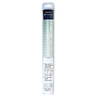 Image of Helix 30cm Metric Imperial Aluminium Safety Grip Ruler