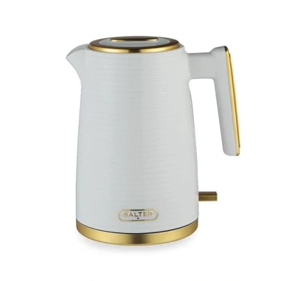 Image of Salter EK5031WHT Palermo Electric 1.7L Kettle 3000W Rapid Boil, 360 Swivel Base, Auto Shut Off, Boil Dry Sensor, Anti Limescale Filter, Easy View Water Window, Strix Controller, White &amp; Gold