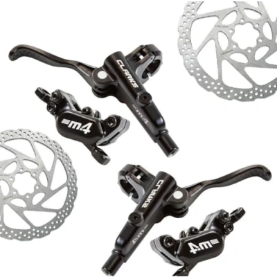 Image of Clarks M4 Hydraulic Disc Brake Set Powerful 4 Piston Technology for Downhill &amp; E Bikes Front 180 Rear 160