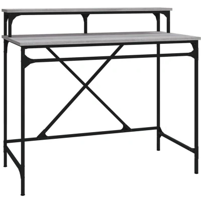 Image of vidaXL Desk Grey Sonoma 100x50x90 cm Engineered Wood and Iron