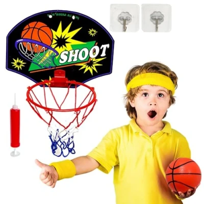 Image of Xwin Kids basketball Hoop with Inflatable Ball &amp; Pump Indoor Backboard Accessories Over The Door, Office and Wall Mounted for Play Children